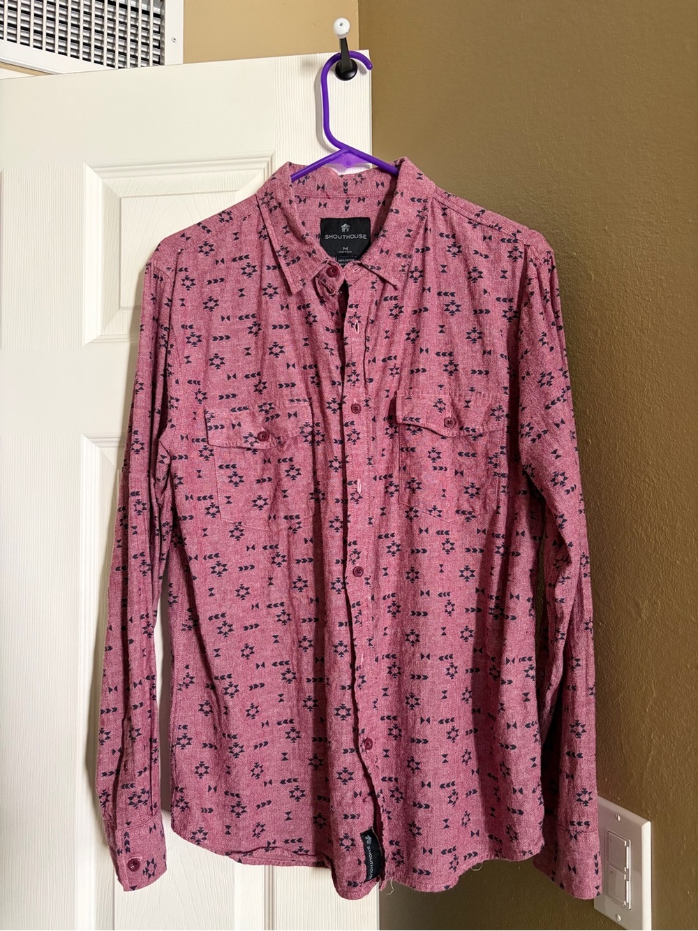 Southbound Men’s Pink Printed Long-Sleeve Button-Down Shirt
